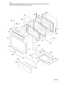 DOOR & DRAWER PARTS Diagram and Parts List for JCB730DF3WW  General Electric Range