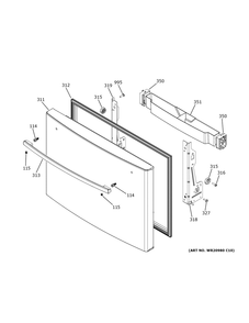 Freezer Door Diagram and Parts List for PFE28KYNJFS  General Electric Refrigerator