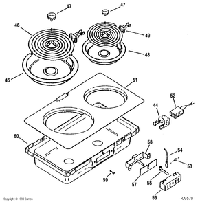COOKTOP GROUP Diagram and Parts List for JXDC440R2WHC  General Electric Range