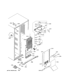 Freezer Section Diagram and Parts List for PSE25KYHGHFS  General Electric Refrigerator
