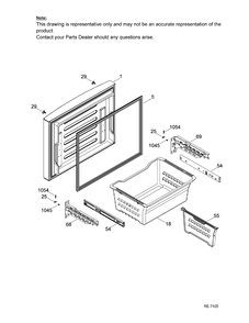 FREEZER DOOR Diagram and Parts List for PFE24JMKBKES  General Electric Refrigerator