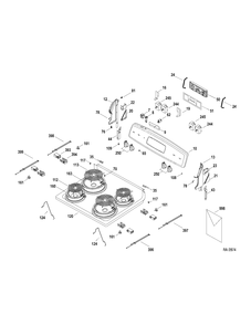 CONTROLS & COOKTOP Diagram and Parts List for JCBP35DP1WW  General Electric Range