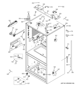 Case Parts Diagram and Parts List for GNE29GGHDWW  General Electric Refrigerator