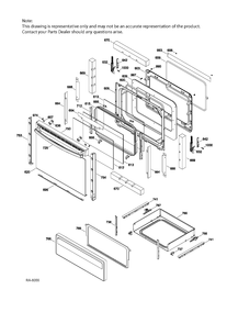 DOOR & DRAWER PARTS Diagram and Parts List for JCB635DJ1WW  General Electric Range