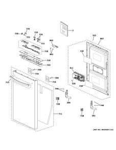 Escutcheon And Door Assembly Diagram and Parts List for GDT226SGL2WW  General Electric Dishwasher