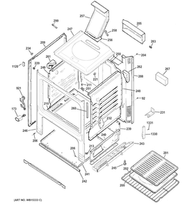 Body Parts Diagram and Parts List for JGBS14PCF1WW  General Electric Range