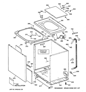 CABINET, COVER & FRONT PANEL Diagram and Parts List for GKSR2110B1WW  General Electric Washer
