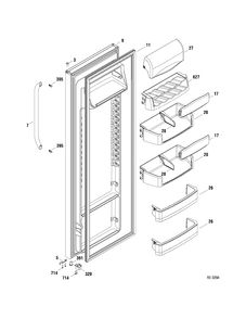 FF DOOR Diagram and Parts List for GSRS3QGXAFSS  General Electric Refrigerator