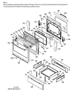 DOOR & DRAWER PARTS Diagram and Parts List for JCGS650DEF2BB  General Electric Range
