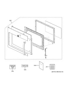 Door Parts Diagram and Parts List for JVM3162RJ5SS  General Electric Microwave