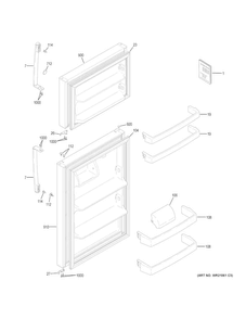 Doors Diagram and Parts List for GTE16GTHHRBB  General Electric Refrigerator