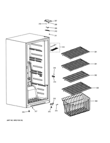 Cabinet & Shelves Diagram and Parts List for FUF21SMRAWW  General Electric Refrigerator