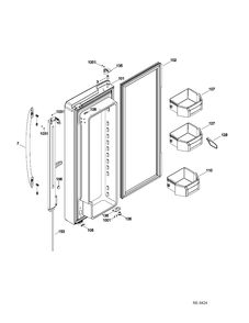 FF DOOR LEFT Diagram and Parts List for PFSS0MFZJSS  General Electric Refrigerator