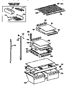 Shelf Components Diagram and Parts List for TBX18J1SGRAD  General Electric Refrigerator