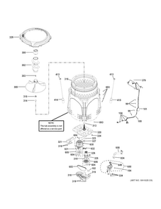 Tub & Motor Diagram and Parts List for GTW460ASJ6WW  General Electric Washer
