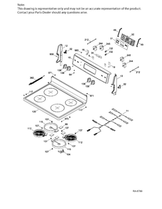 CONTROL PANEL & COOKTOP Diagram and Parts List for JCBS630SK1SS  General Electric Range