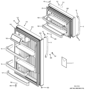 DOORS Diagram and Parts List for GTH18GBDGRWW  General Electric Refrigerator