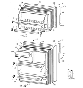 Doors Diagram and Parts List for GTT18BBMDRCC  General Electric Refrigerator