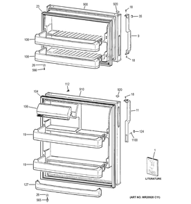 Part Location Diagram of WR22X487 GE Dairy Door - White