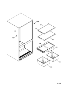 Ff Shelves Diagram and Parts List for GDWF760V01SS  General Electric Refrigerator
