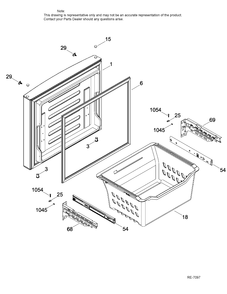 FREEZER DOOR Diagram and Parts List for GDE21DGKBKBB  General Electric Refrigerator