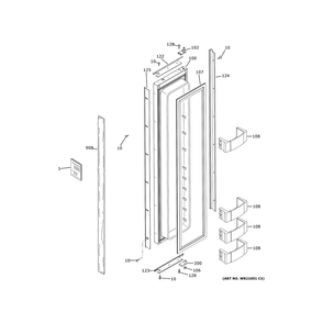 Freezer Door Diagram and Parts List for ZIS480NNMII  General Electric Refrigerator