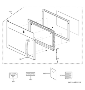 Door Parts Diagram and Parts List for JNM3163DJ1WW  General Electric Microwave