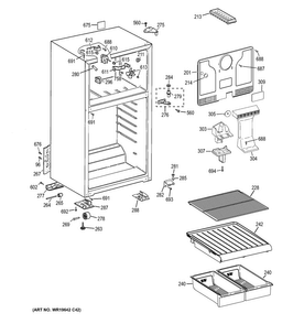 Cabinet Diagram and Parts List for HTR16BBEMRCC  Hotpoint Refrigerator