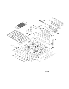 CONTROL PANEL & COOKTOP Diagram and Parts List for PC2B930DET2WW  General Electric Range