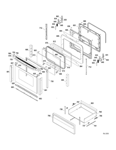 DOOR-DRAWER Diagram and Parts List for MCB757DR2WW  General Electric Range