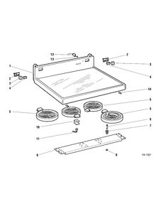 COOKTOP GROUP Diagram and Parts List for 12891-2  General Electric Range