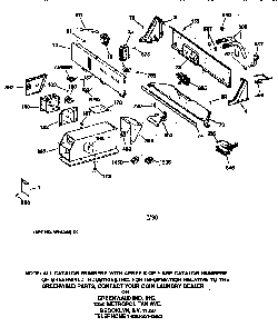 Backsplash & Coin Box Assembly Diagram and Parts List for WCCB2050TAWC  General Electric Washer