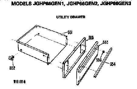 Utility Drawer Diagram and Parts List for JGHP66GEN1  General Electric Range