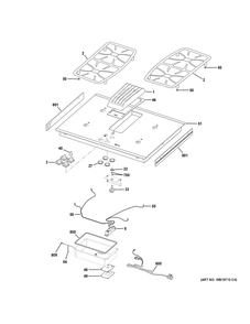 Control Panel And Cooktop Diagram and Parts List for PGP9830SR1SS  General Electric Cooktop