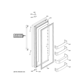 Fresh Food Door Diagram and Parts List for CSB48WP2NMS1  General Electric Refrigerator