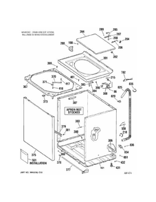 CABINET Diagram and Parts List for 56241B2WW  General Electric Washer