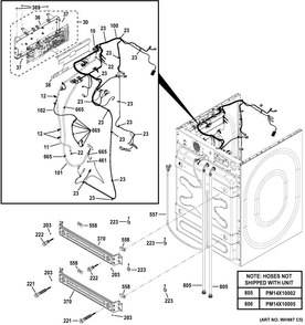 Cabinet Diagram and Parts List for GFWS2600F1WW  General Electric Washer