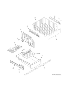 Freezer Shelves Diagram and Parts List for GDE23GGHBRBB  General Electric Refrigerator
