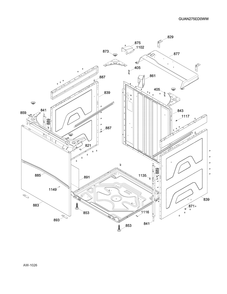 WASHER CABINET Diagram and Parts List for GUAN275ED0WW  General Electric Washer