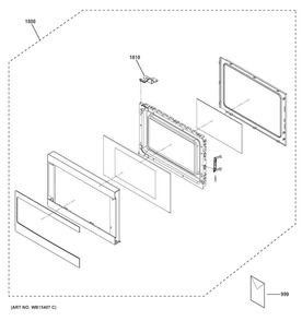 Door Parts Diagram and Parts List for JEM3072SH1SS  General Electric Microwave