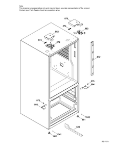 PARTS HINGE FRIDGE Diagram and Parts List for PNE25JGKCKWW  General Electric Refrigerator
