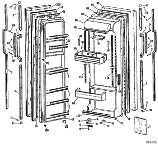 DOOR ASSEMBLY Diagram and Parts List for TFXC22ZRAAD  General Electric Refrigerator