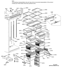 Part Location Diagram of WG03F04310 GE FAN & ORIFICE EVAP  Assembly