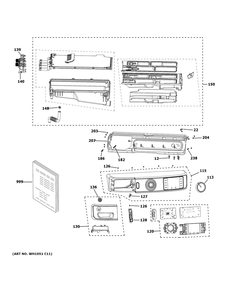 Controls And Dispenser Diagram and Parts List for GFW510SCN5WW  General Electric Washer