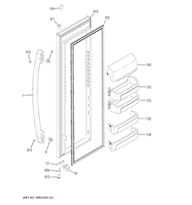 Fresh Food Door Diagram and Parts List for GSS25LSLECSS  General Electric Refrigerator
