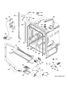 Body Parts (1) Diagram and Parts List for GDF650SYV3FS  General Electric Dishwasher