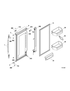 FF DOOR RIGHT Diagram and Parts List for PFSF5PJXACC  General Electric Refrigerator