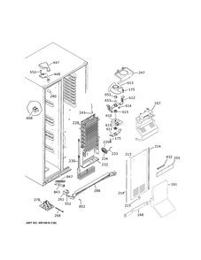 Freezer Section Diagram and Parts List for XSS23GGPECWW  General Electric Refrigerator