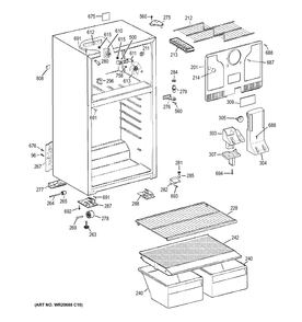 CABINET Diagram and Parts List for HTJ17CBDDRSA  General Electric Refrigerator