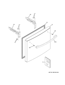 Freezer Door Diagram and Parts List for GWE19JGLXFBB  General Electric Refrigerator